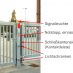 Ein freitragendes Schiebetor mit folgenden Sicherheitseinrichtungen: Signalleuchte, Notstopp, Konatktleisten und Lichtschranken.